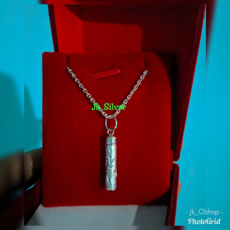 kalung + liontin bambu (perak murni)