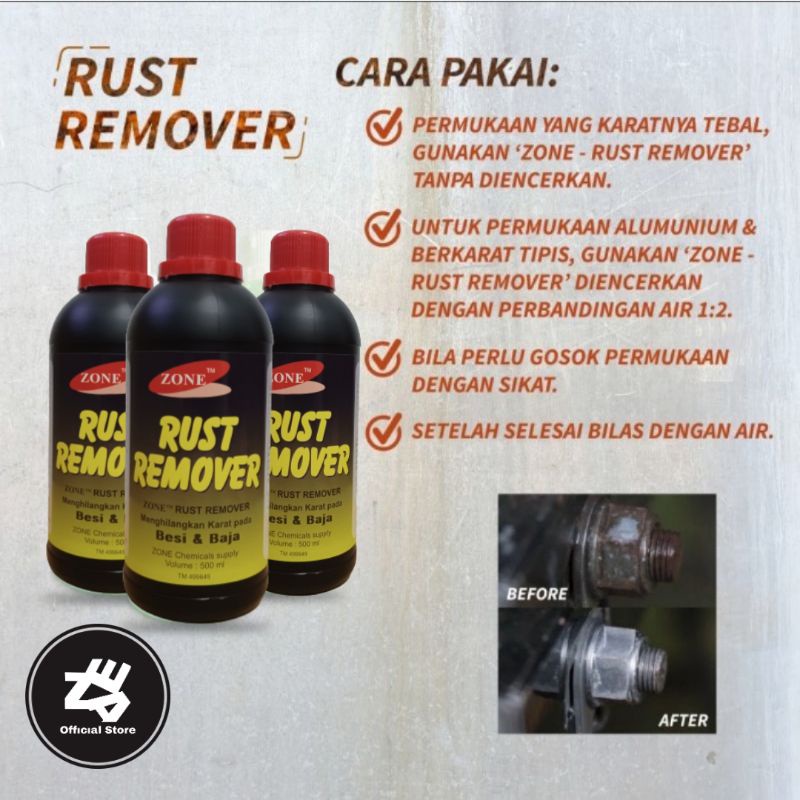 Rust Remover - Penghilang atau perontok Karat pada besi baja stainless steel, kerak kamar mandi, kompor, wajan dll