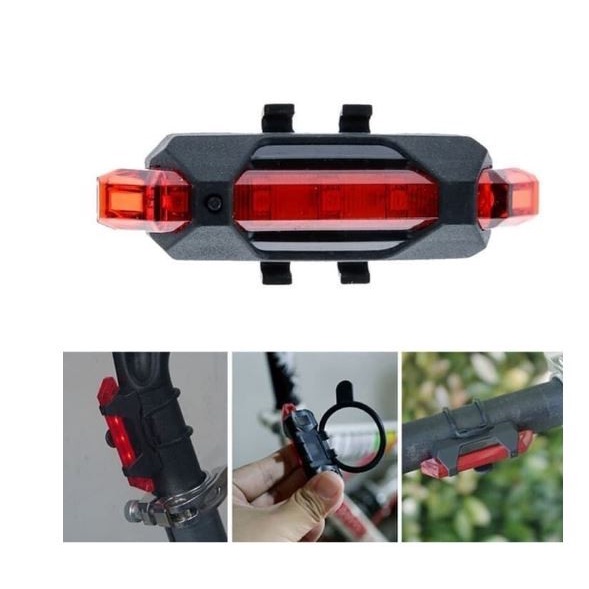 LAMPU SEPEDA USB DEPAN / BELAKANG LED WATERPROOF Rechargeable