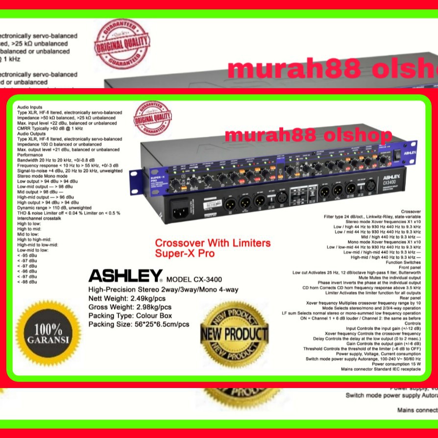 CROSSOVER ASHLEY CX-3400 WITH LIMITERS SUPER -X PRO ORIGINAL