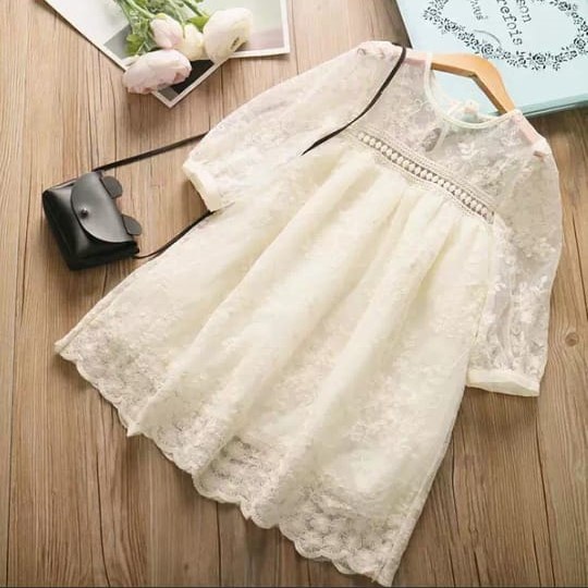 Baju MUslim anak  Baju babtis . dress anak bayi putih . baju aqiqah   CECIL dress DRESS ANAK PUTIH-Cecille WHite DRess