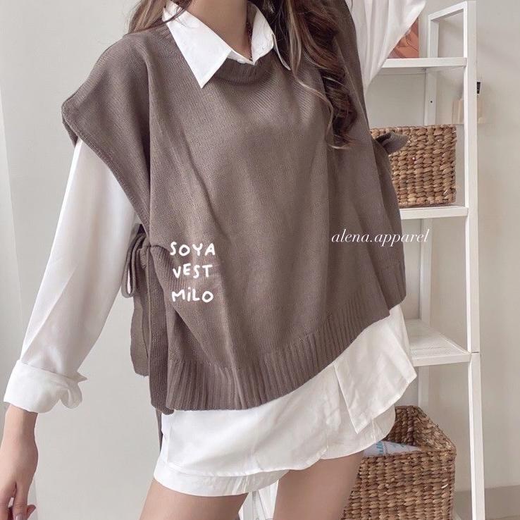 Soya Vest Rajut Tali Pum Oversize XXL by Alena / Outer Knit Rompi Wanita 7V3