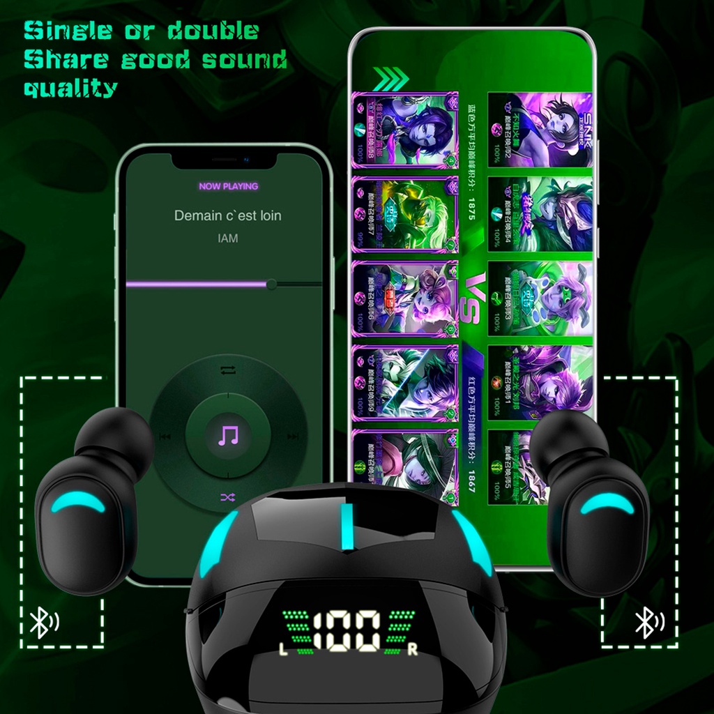 INONE Headset Gaming TWS Bluetooth BT5.1 Waterproof Low Latency-4