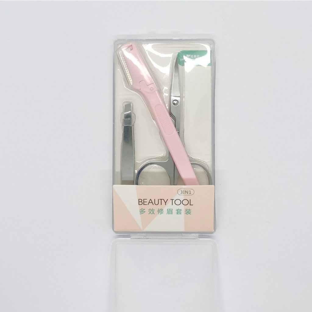 PENCUKUR ALIS SET ISI 3 PREMIUM PINSET RAZOR GUNTING ALIS BEAUTY TOOLS ALAT KECANTIKAN