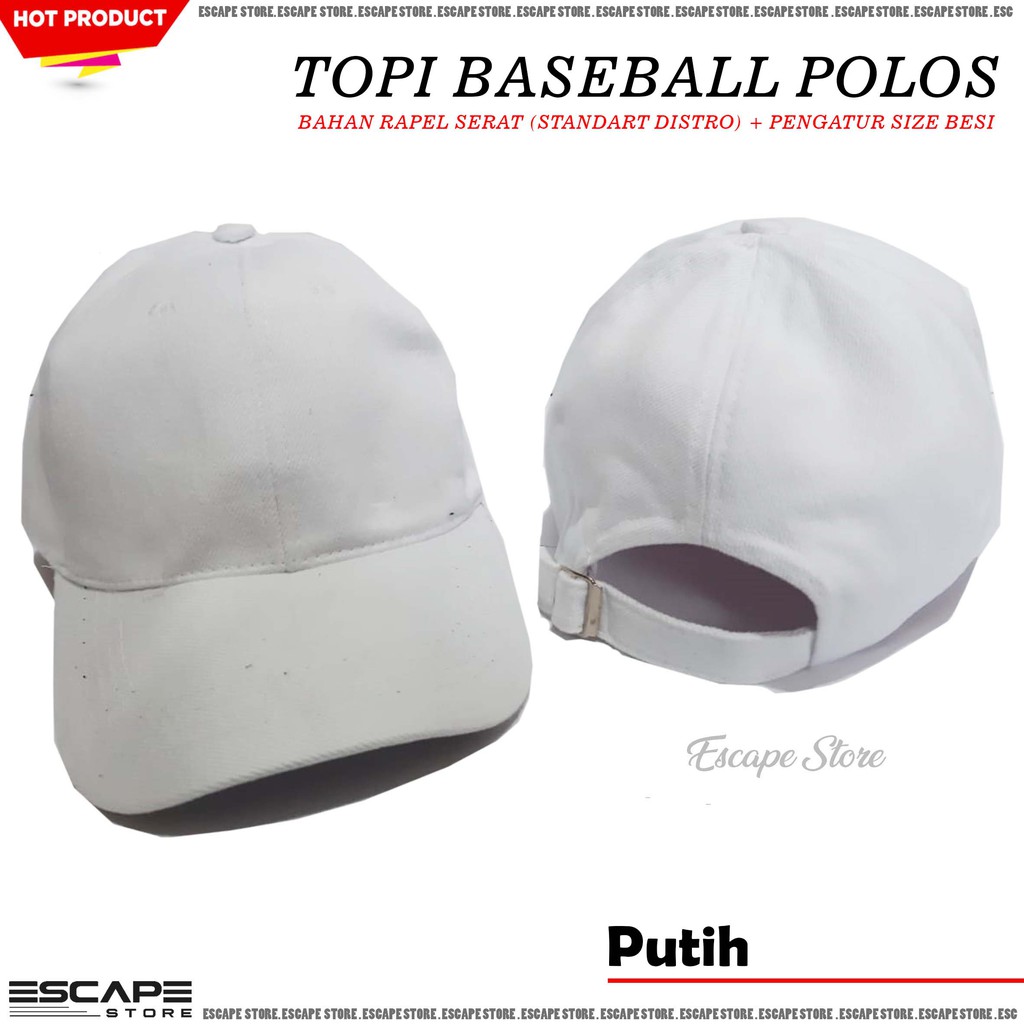 Topi Baseball Polos / Topi Distro Murah / Topi Pria Wanita - Putih