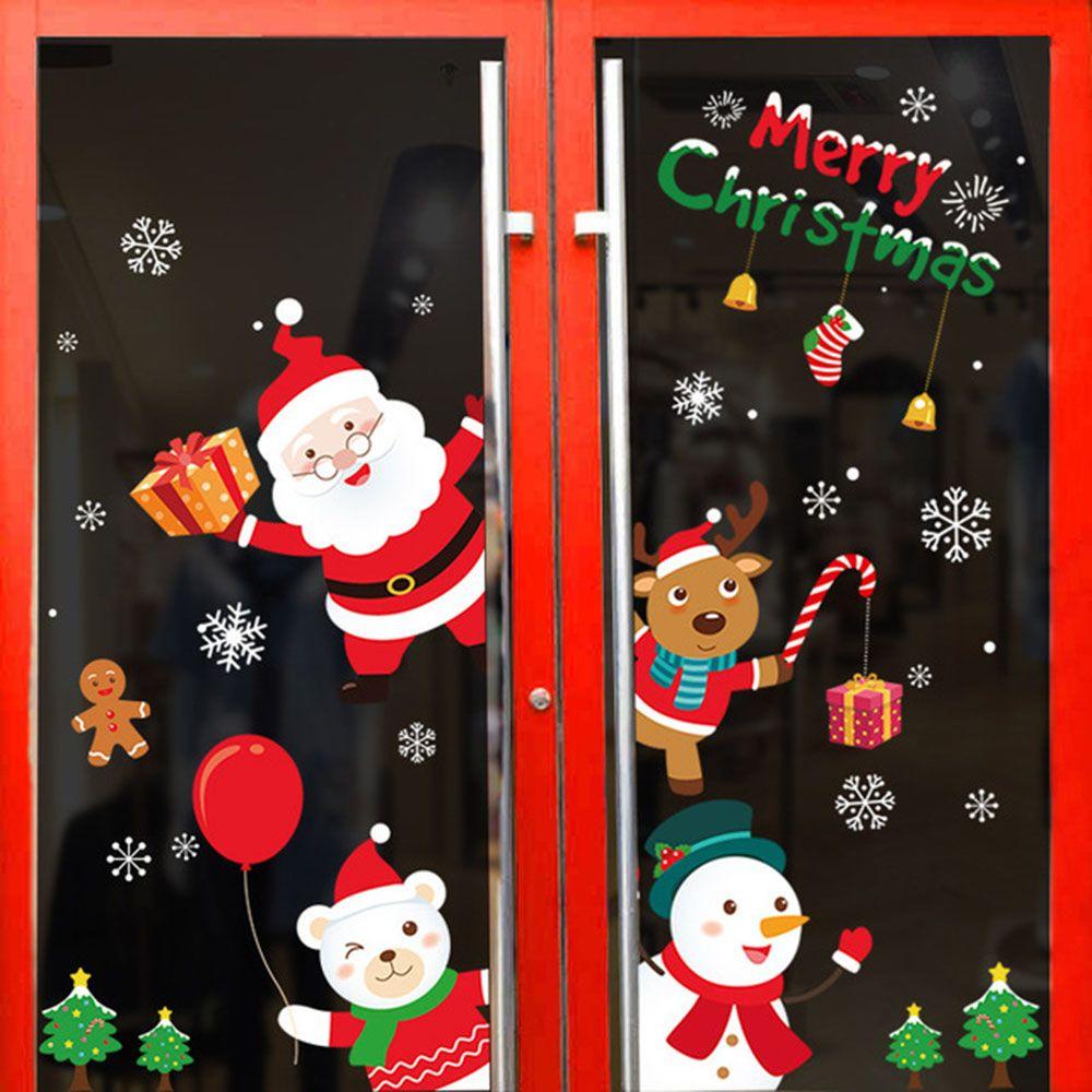 Solighter Christma Stiker DIY Santa Claus Happy New Year Wall Art Dekorasi Rumah Merry Christmas Xmas Decals