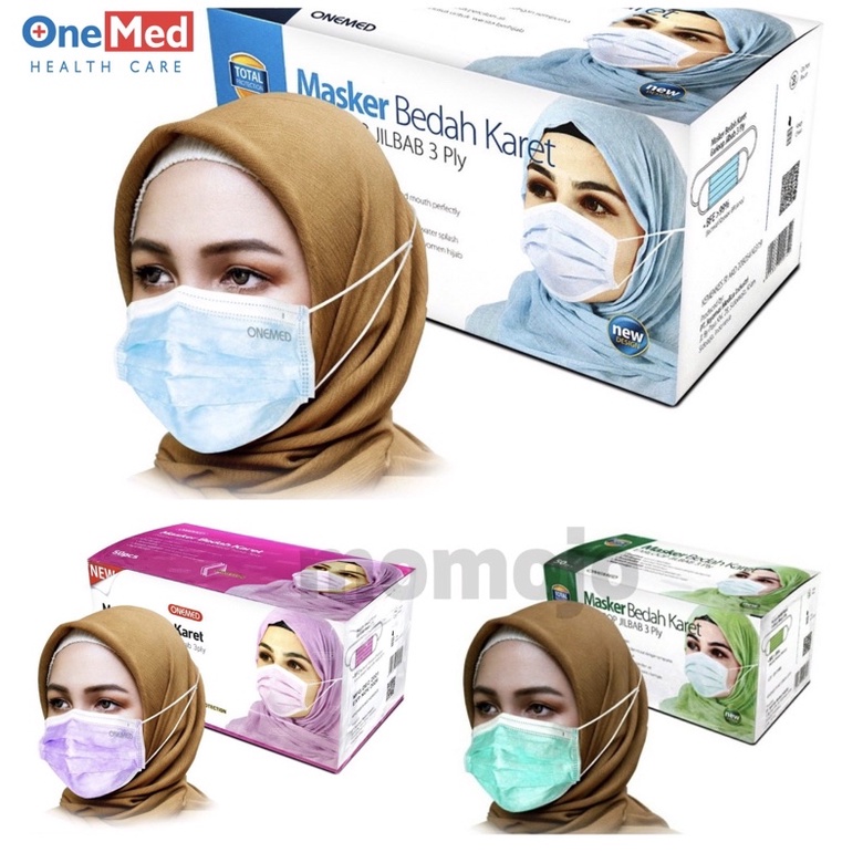 ONEMED Masker Headloop Hijab 3 ply Box isi 50pcs