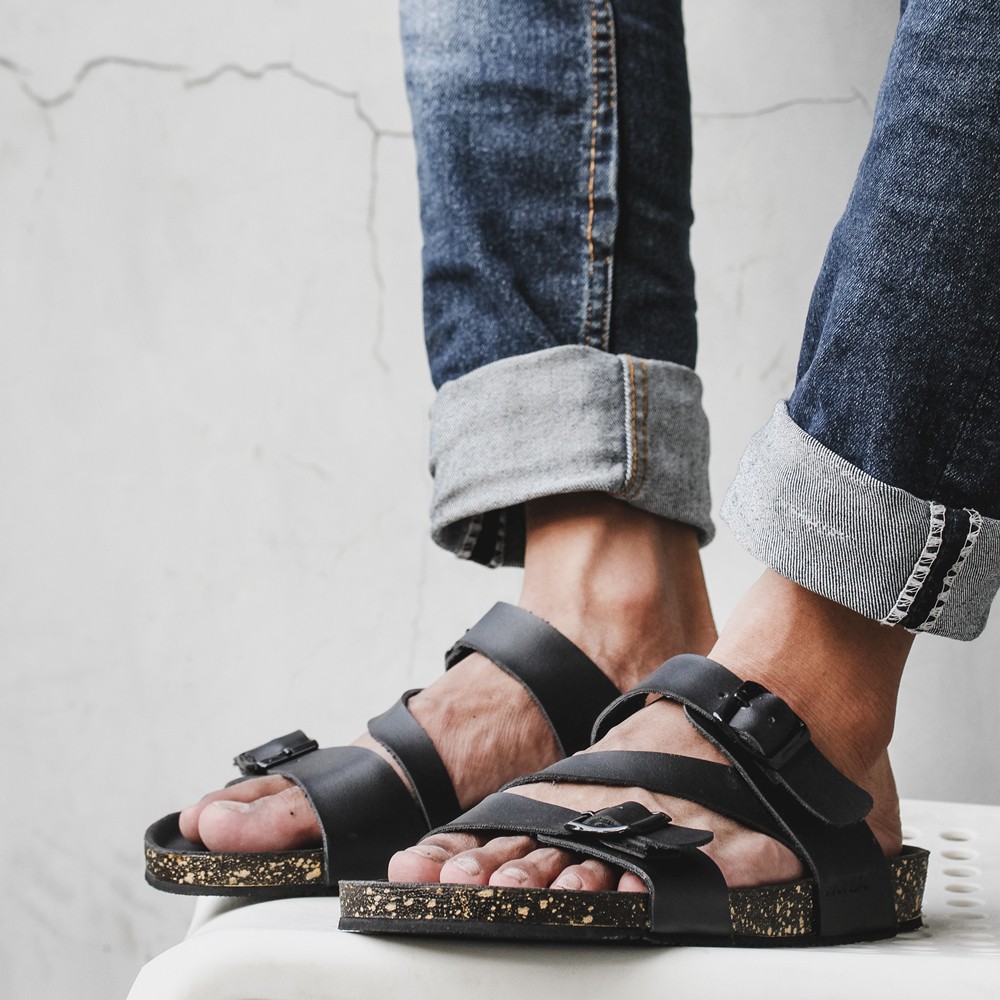 NOZELL BLACK |FORIND x Monday| Original Sendal Jepit Kulit Santai Kasual Pria/Cowok Sandal Footwear