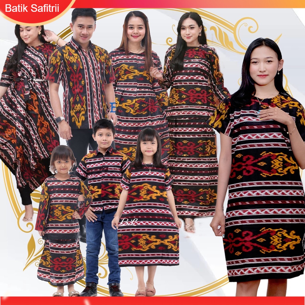 Couple Keluarga - Batik Keluarga - Ibu Bapak Anak - Motif Songket Tenun Merah Andin - Dress Tunik Bl