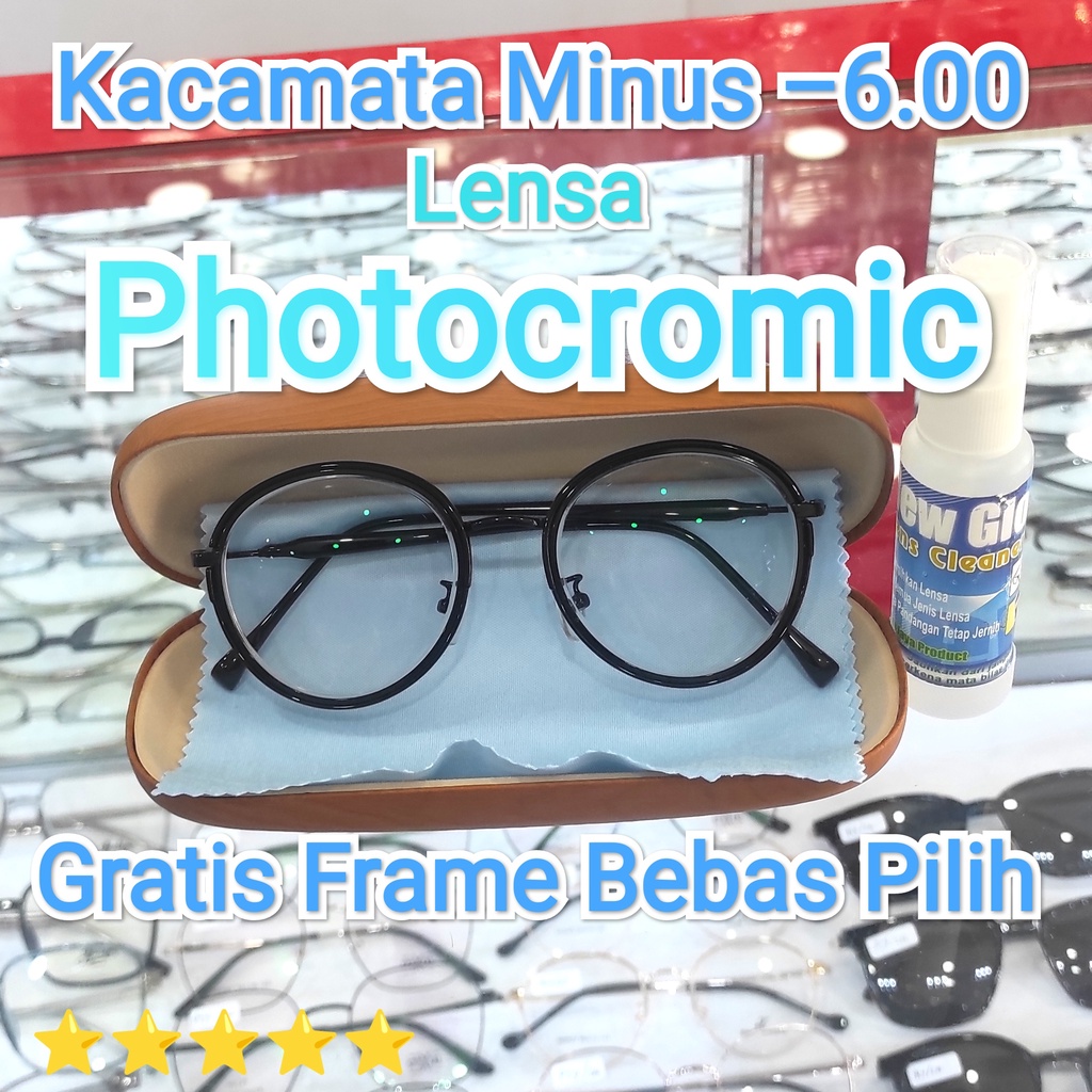 Kacamata Minus –4.00 Dengan Lensa Photocromic Gratis Frame