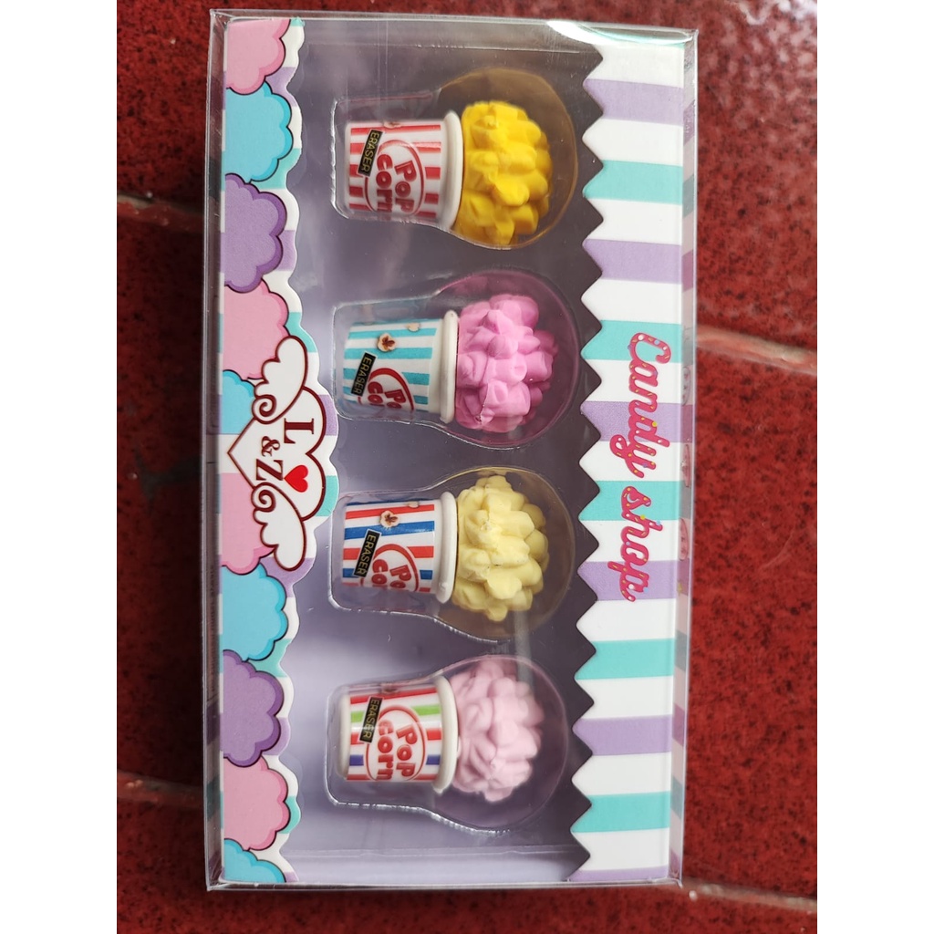 PAOPAO Penghapus Pensil Karet 1 Set isi 6 pcs Bermotif Import Karakter Cupcake Lucu