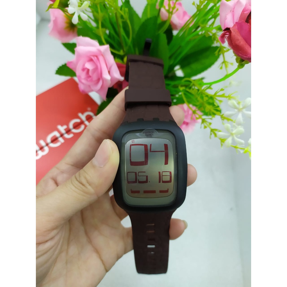 Jam Tangan Swatch SURB113 Brown Tip Touchscreen Original Bergaransi Resmi