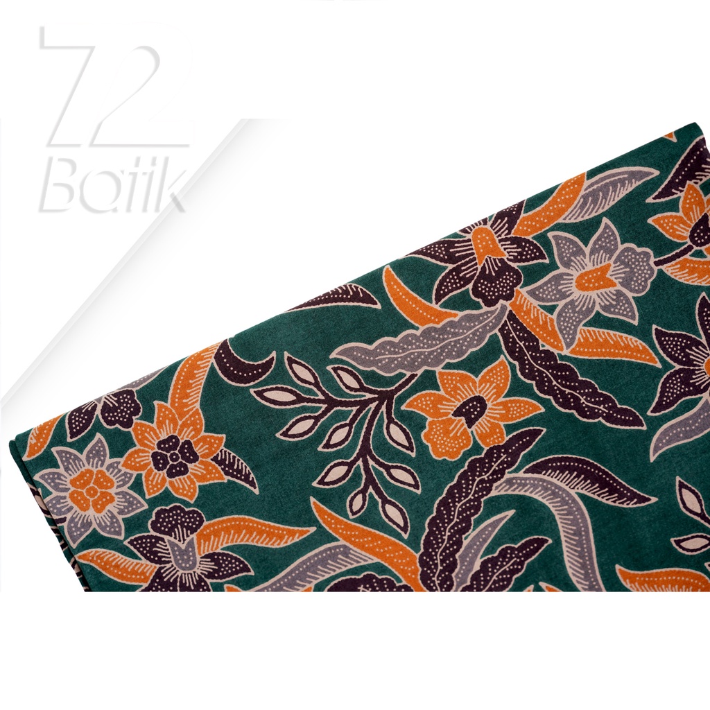 KAIN BATIK PREMIUM Bahan Katun Motif Kembang Daun Singkong Warna Hijau 722285 Cap 72 Jarik Jarit Samping Kebat Panjang Batik Katun Modern Premium Bahan Seragam Batik Pernikahan Kantor Keluarga Murah Kamen Jadi Batik Bali Lembaran