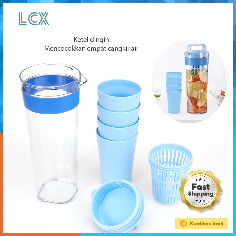 LCX Teko Plastik Tempat Air Minum Teko Gelas Cangkir Isi 5pcs Plastic Pitcher VS-31