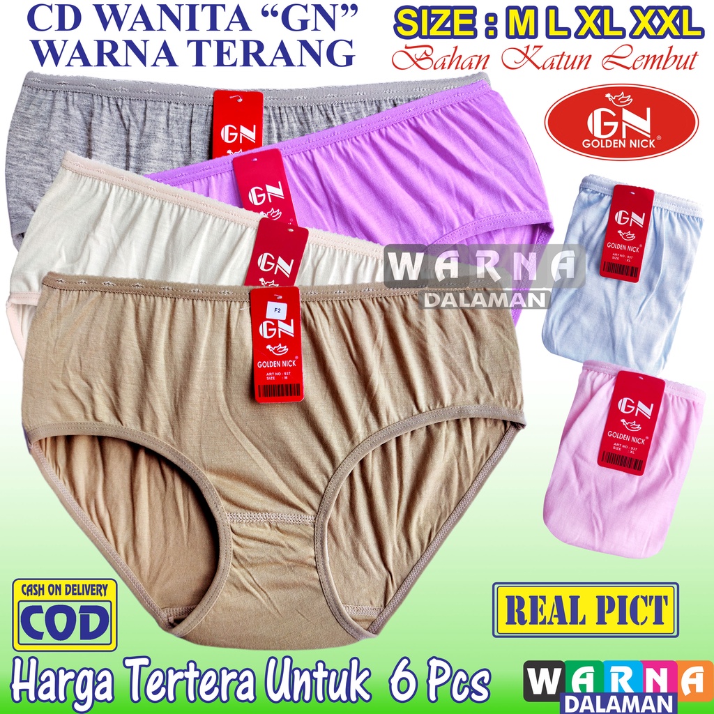 6 Pcs Celana Dalam Wanita Pakaian Dalam Polos Warna Terang Real Picture Kualitas Terjamin Ori Bahan Katun Lembut | WARNA DALAMAN