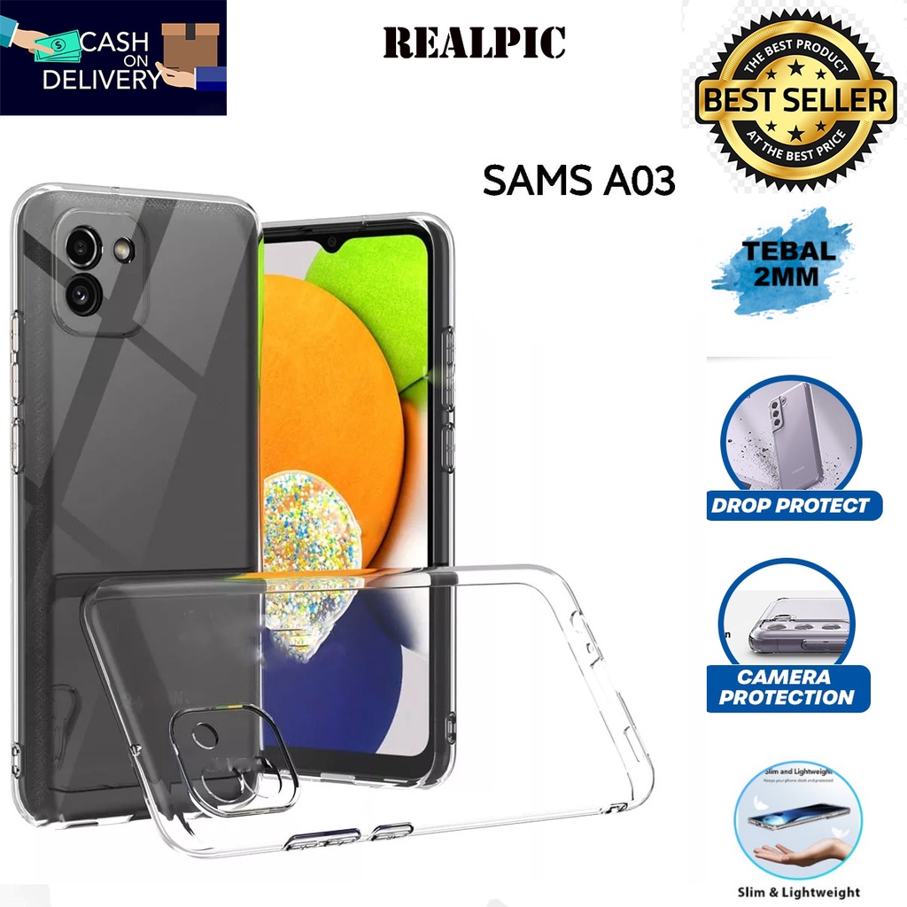 Case Samsung Galaxy A03 Casing Clear HD KETEBALAN 2MM BENING TRANSPARAN TPU Premium Softcase