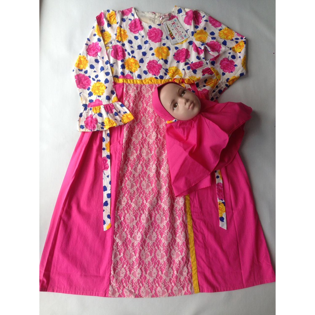 Gamis anak besar motif bunga