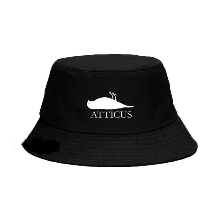 Topi Bucket / Aksesoris Fashion / Bucket Hat Pria Wanita / Topi Bucket Logo Atticus White Premium