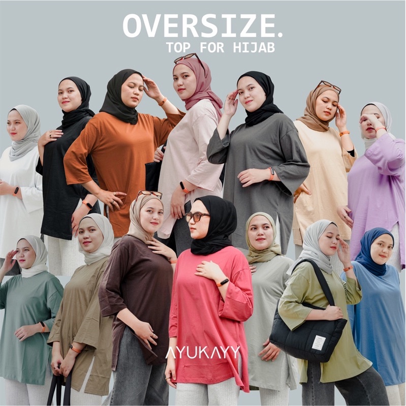 Basic Oversized Top Kaos Polos Hijab Friendly