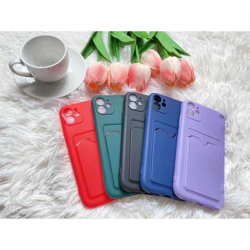 Case iPhone 7 Plus 8 Plus Candy Macaron Lens Protection with Card Slot Dengan Pelindung Lensa Camera Dan Slot Card simpan kartu