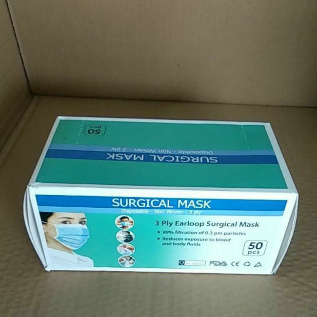 Masker Bedah Setara dengan Sensi Masker Bedah 3 Ply Earlop Disposable 1pack 50pcs