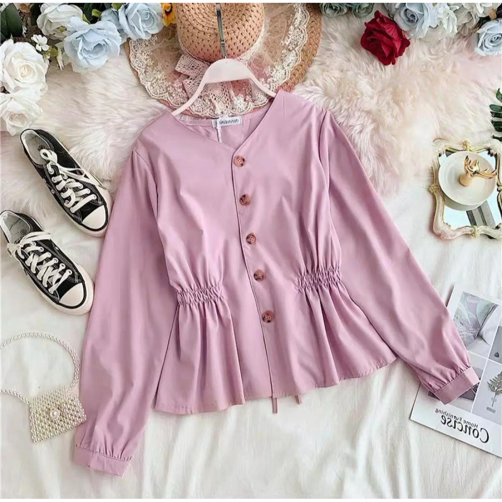 SH - LOLITA TOP / TOP WANITA / BAHAN MOSCREPE PREMIUM / KANCING HIDUP