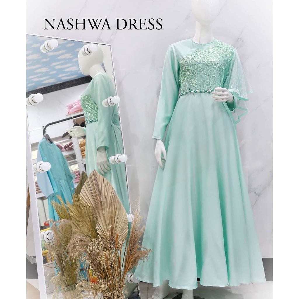 NASHWA DRESS brokat tulle bordir payet tulle dot/ baju pesta remaja / prewedding / wisuda / gamis kondangan / couple / tersedia ukuran kecil hingga jumbo