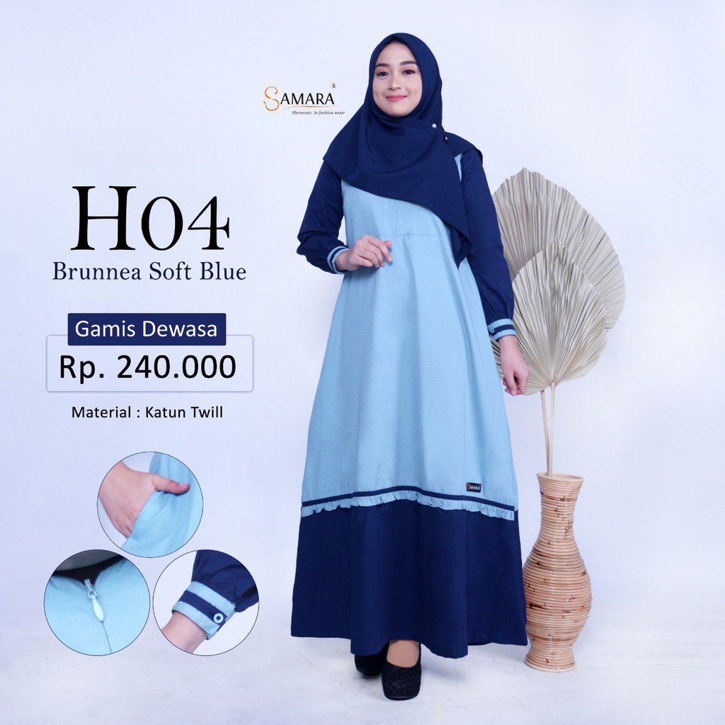 Gamis Sarimbit Keluarga Brunea Soft Blue H04 by Samara