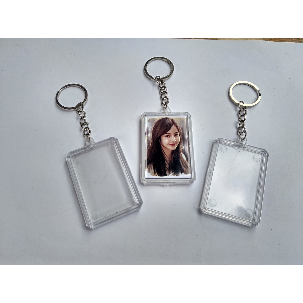 BAHAN GANTUNGAN KUNCI INSERT FOTO PAPER BENING (PERSEGI) / GANCI / GANTUNGAN KUNCI