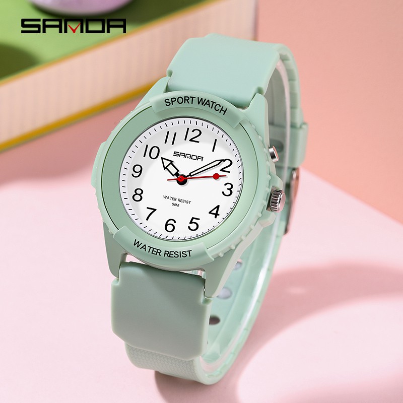 SANDA 6018 Jam Tangan Wanita Analog Tali Rubber Luminous Anti Air WATCHKITE WKOS