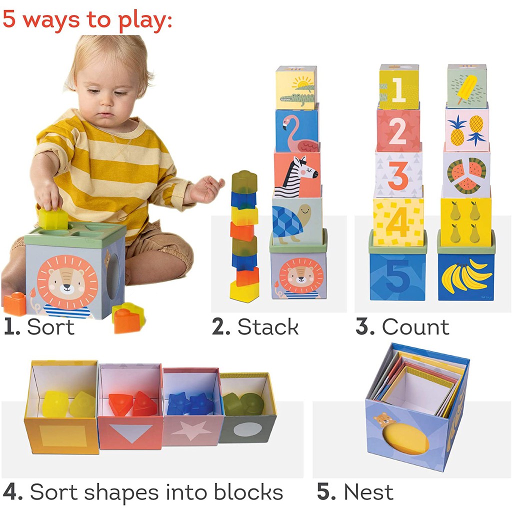 Taf Toys Savannah Sort &amp; Stack / North Pole Ball Drop Stacker - Balok Stacking Edukasi Anak Sort Activity Cube Box Busy Motorik