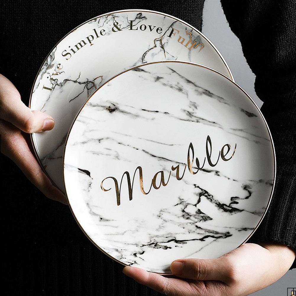  Bayar Di  Tempat  Piring Keramik  Motif Marmer Minimalis 