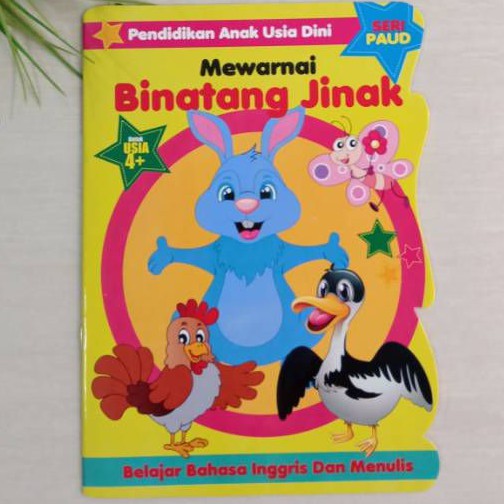 Buku Mewarnai Binatang Jinak Belajar bahasa dan Menulis