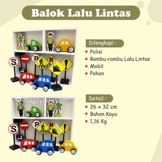 Jual Mainan Edukasi Anak Balok Kayu : Rambu Lalu Lintas Ukuran Box