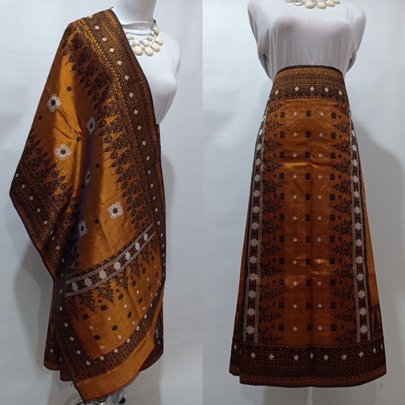 Songket Palembang Asli l Sutera Rayon Warna Coklat Keemasan