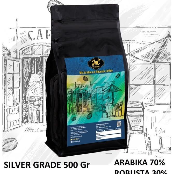 

JnC House Blend Silver 70% Biji Kopi Arabika 30 % Robusta 500 Gr