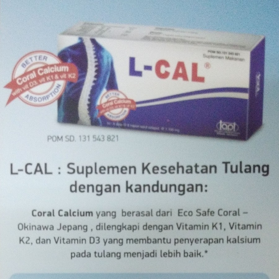 COD L-Cal isi 5 strip - Suplemen Kesehatan Tulang Plus K2 - Calsium L Cal