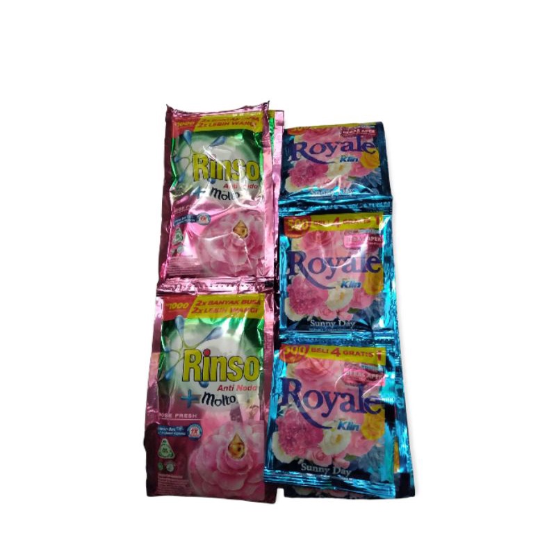 Jual Paket sabun cuci baju hemat (Rinso cair 6 sachet & soklin royale