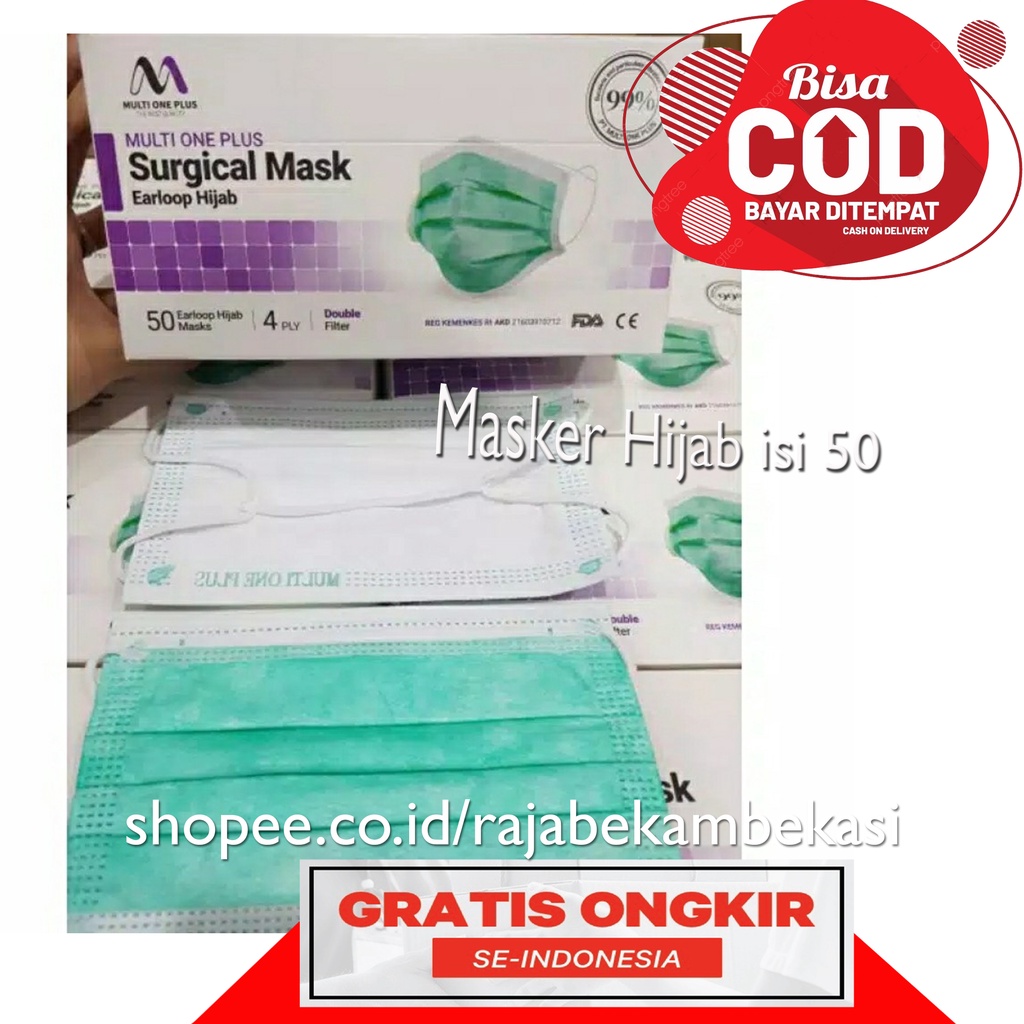 MASKER 4PLY HIJAB MUTI ONE PLUS ISI 50