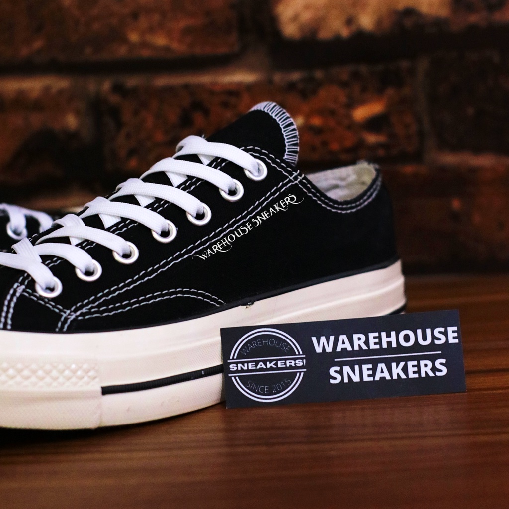 Sepatu Converse 70s Chuck Taylor Low Black White / Sneakers Konvers Konverse Hitam Putih Pendek