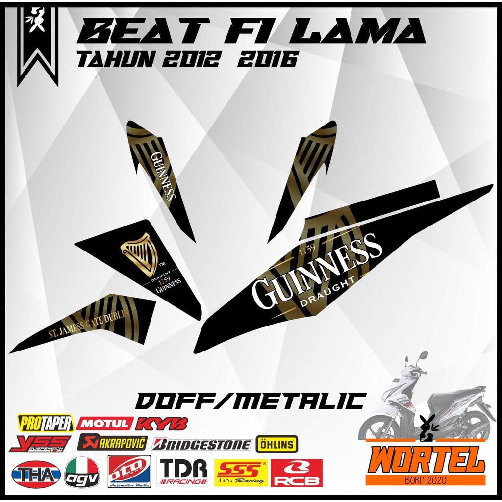 Stiker Striping Decal Motor Beat FI Lama Motif Guinness