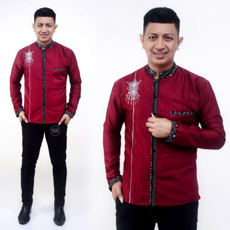 koko spider lengan panjang motif kancing depan