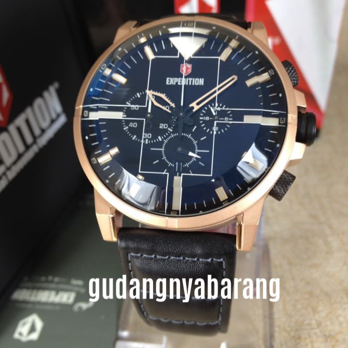 JAM TANGAN PRIA - LAKI - COWOK EXPEDITION 6717 BLACK HITAM ROSE GOLD ORIGINAL KEREN