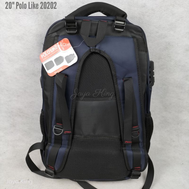 Ransel Laptop USB Polo Like 20 Inch Jumbo Lock Kombinasi Expand Tas Sekolah Kerja Pria