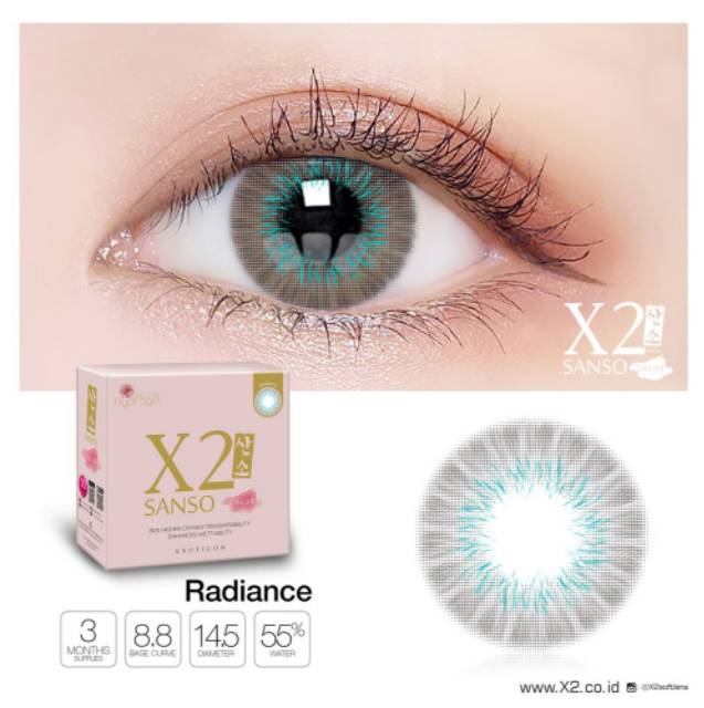 Softlens X2 SANSO/soflen warna bulanan x2 sanso/soflens hydrogel normal s/d -6.00