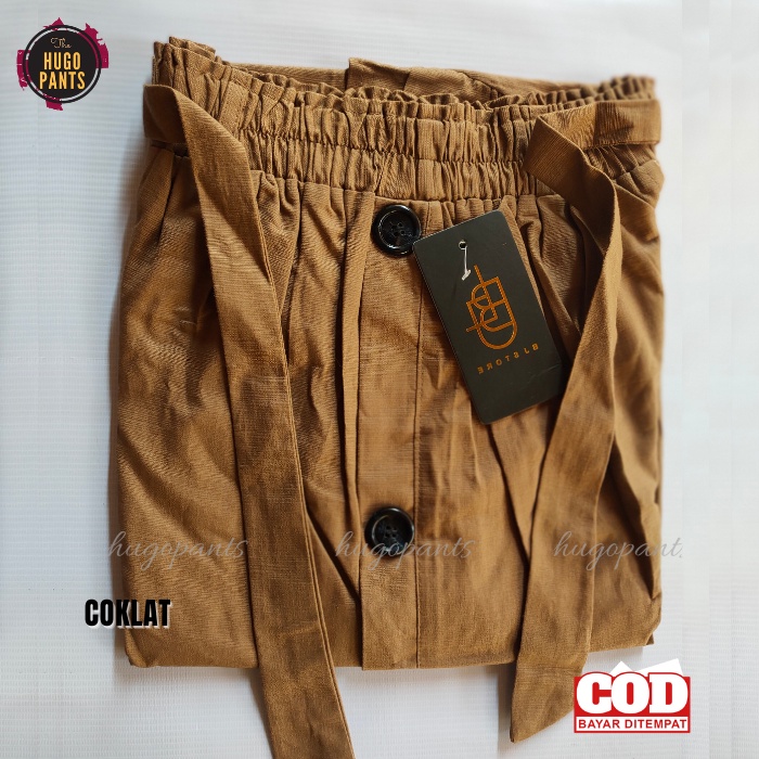 Rok Panjang Katun Rempel Kancing Depan Wanita Korean Style Terbaru-coklat muda
