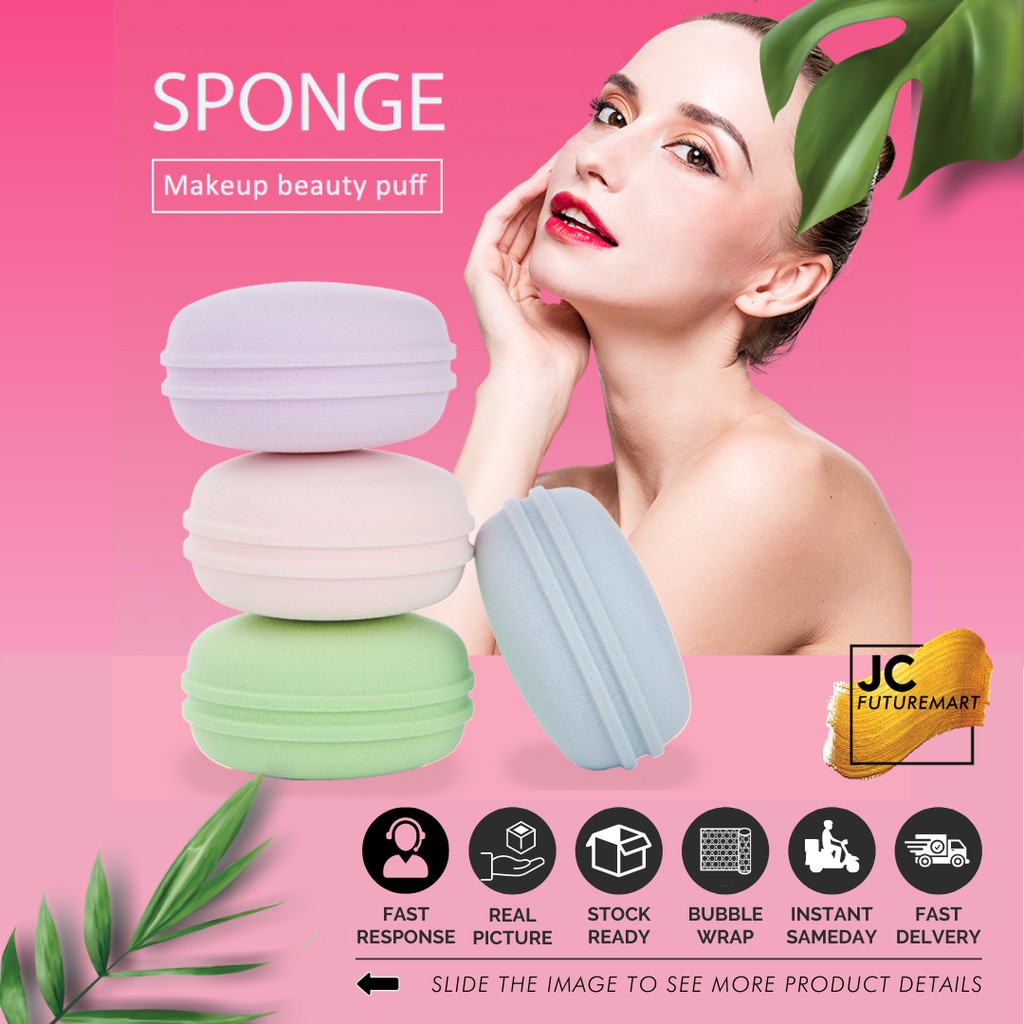 SPON MAKE UP  SPON BEDAK MACARON MAKE UP SUPER SOFT 1 BOX [4 PCS]