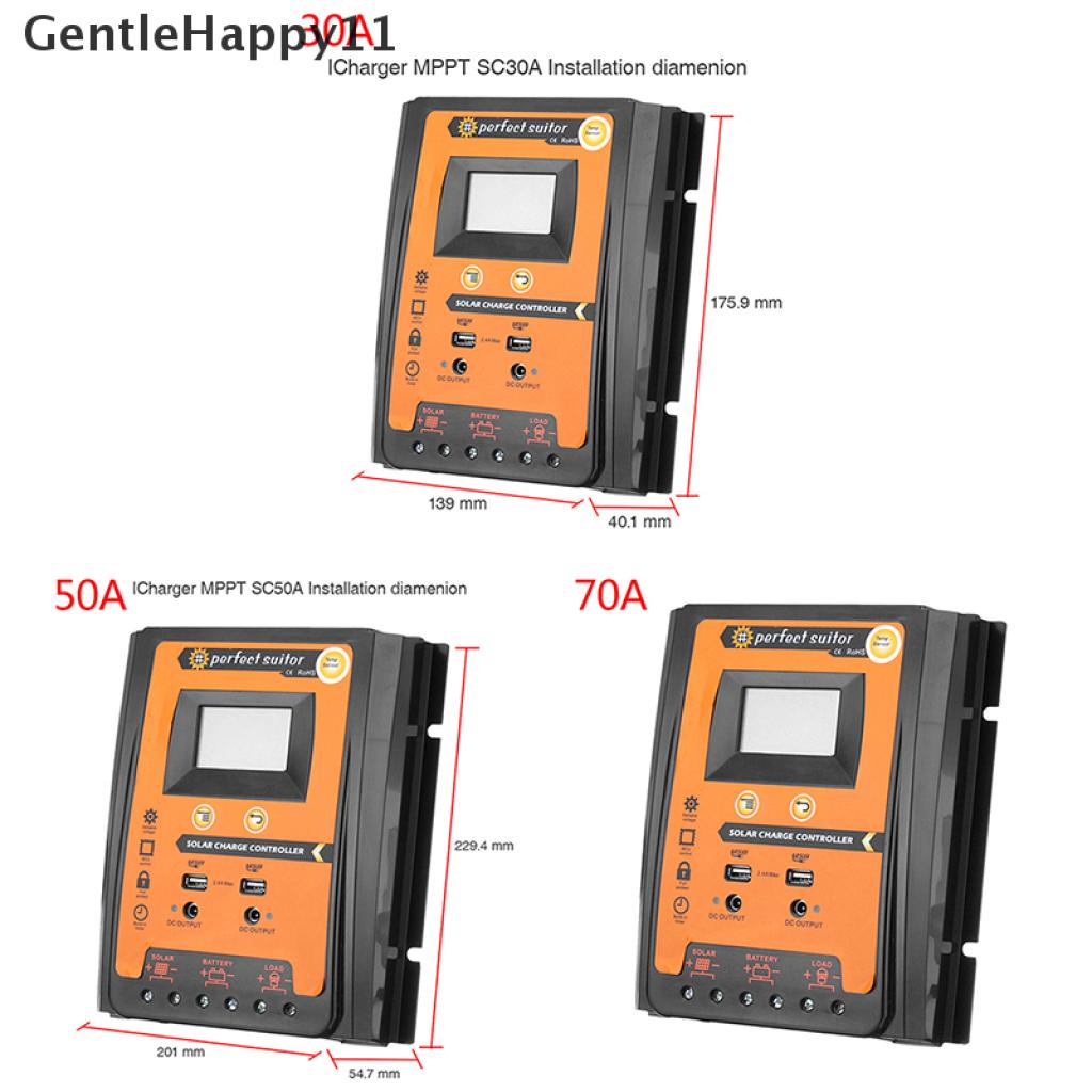 Gentlehappy MPPT Controller Charger Tenaga Surya 12 / 24V 30 / 50 / 70A Dual USB 5V Dengan Layar LCD