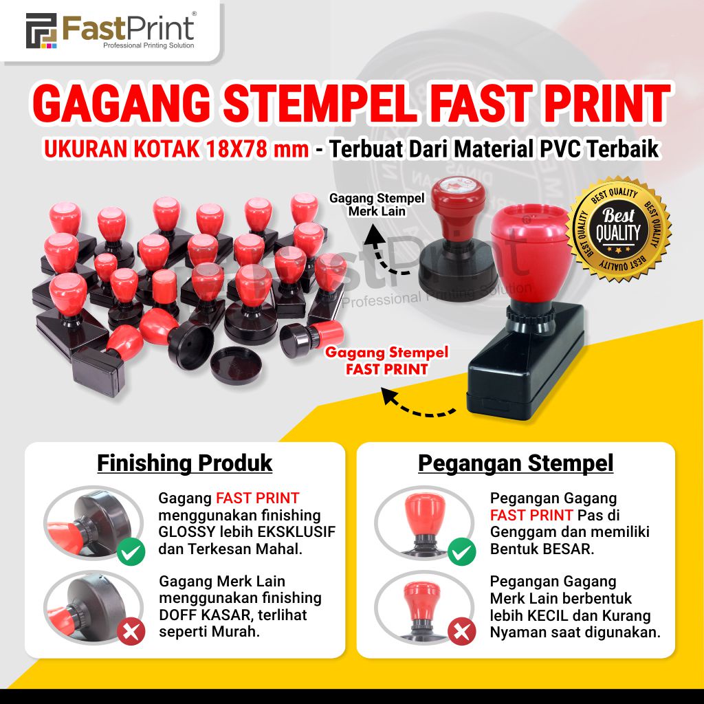 Gagang Stempel Flash Kilat Warna Ukuran Kotak  18X78 MM