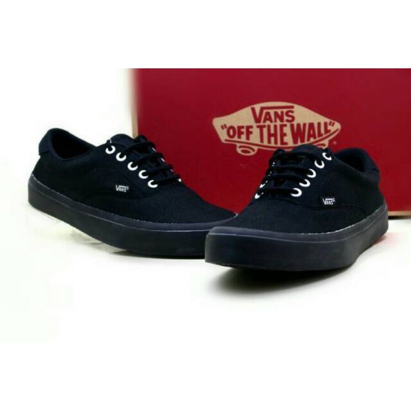Sepatu Casual VANS Pria Era Authentic hitam abu marun dan fullblack sekolah-Full Black